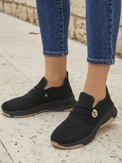 Ugc|Sportowe^Royalfashion Wsuwane damskie materiałowe buty sportowe Teletta czarny