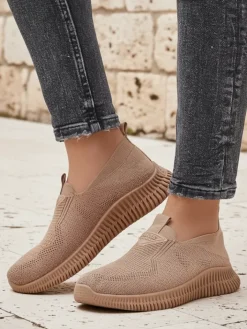 Sportowe|Bieganie, Ćwiczenia I Trening^Royalfashion Wsuwane damskie materiałowe buty sportowe Serra jasny brązowy