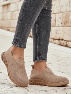 Sportowe|Bieganie, Ćwiczenia I Trening^Royalfashion Wsuwane damskie materiałowe buty sportowe Serra jasny brązowy