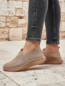 Sportowe|Bieganie, Ćwiczenia I Trening^Royalfashion Wsuwane damskie materiałowe buty sportowe Serra jasny brązowy