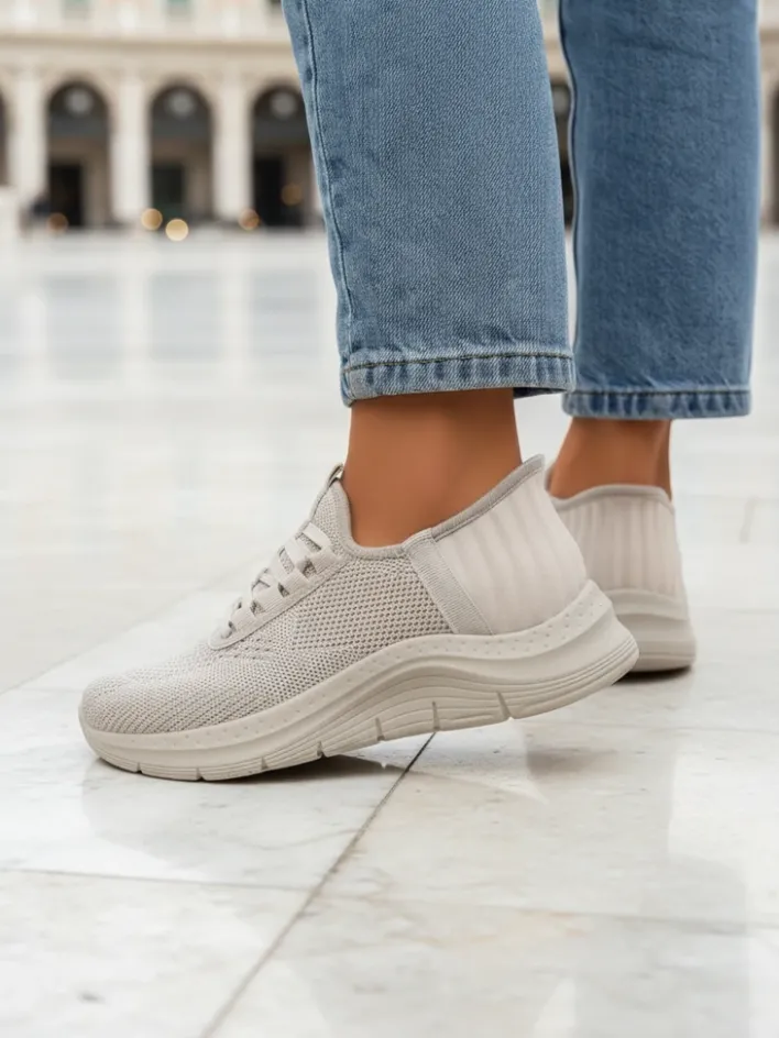 Ugc|Bieganie, Ćwiczenia I Trening^Royalfashion Wsuwane damskie materiałowe buty sportowe Arrate beżowy