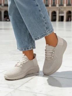 Ugc|Bieganie, Ćwiczenia I Trening^Royalfashion Wsuwane damskie materiałowe buty sportowe Arrate beżowy