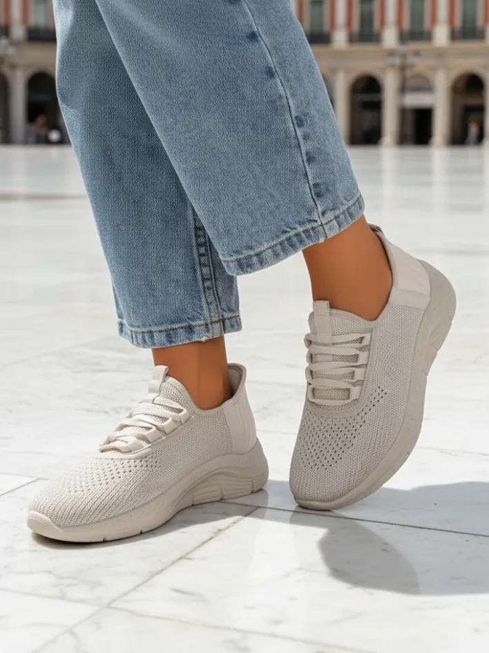 Ugc|Bieganie, Ćwiczenia I Trening^Royalfashion Wsuwane damskie materiałowe buty sportowe Arrate beżowy