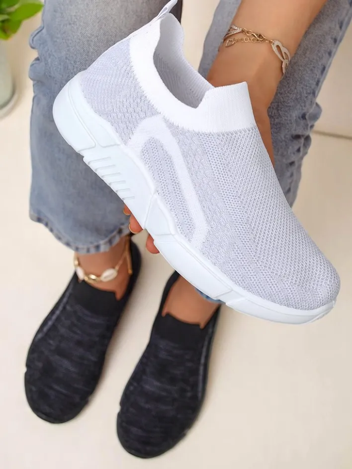 Sportowe|Bieganie, Ćwiczenia I Trening^Royalfashion Wsuwane damskie materiałowe buty sportowe Vena biały