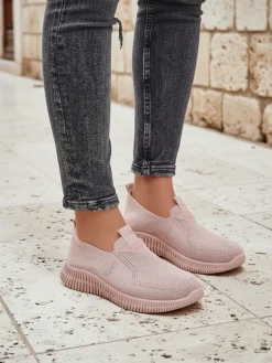 Sportowe|Bieganie, Ćwiczenia I Trening^Royalfashion Wsuwane damskie materiałowe buty sportowe Serra różowy