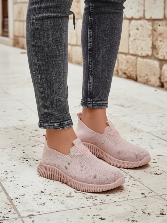 Sportowe|Bieganie, Ćwiczenia I Trening^Royalfashion Wsuwane damskie materiałowe buty sportowe Serra różowy