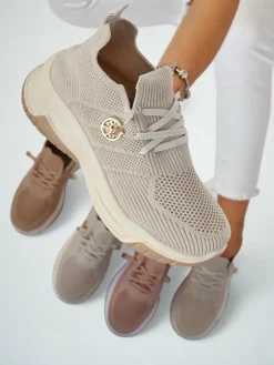 Ugc|Sportowe^Royalfashion Wsuwane damskie materiałowe buty sportowe Teletta beżowy