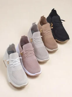 Ugc|Sportowe^Royalfashion Wsuwane damskie materiałowe buty sportowe Teletta beżowy