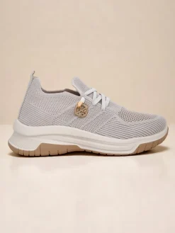 Ugc|Sportowe^Royalfashion Wsuwane damskie materiałowe buty sportowe Teletta beżowy