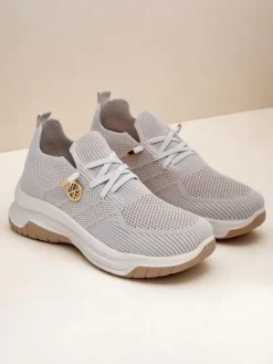 Ugc|Sportowe^Royalfashion Wsuwane damskie materiałowe buty sportowe Teletta beżowy