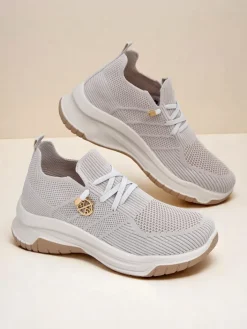 Ugc|Sportowe^Royalfashion Wsuwane damskie materiałowe buty sportowe Teletta beżowy