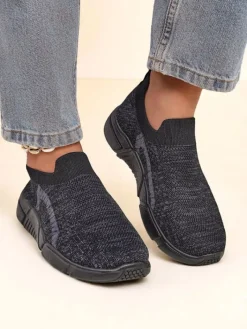 Sportowe|Bieganie, Ćwiczenia I Trening^Royalfashion Wsuwane damskie materiałowe buty sportowe Vena czarny