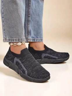 Sportowe|Bieganie, Ćwiczenia I Trening^Royalfashion Wsuwane damskie materiałowe buty sportowe Vena czarny