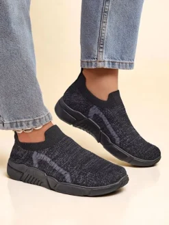 Sportowe|Bieganie, Ćwiczenia I Trening^Royalfashion Wsuwane damskie materiałowe buty sportowe Vena czarny