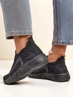 Sportowe|Bieganie, Ćwiczenia I Trening^Royalfashion Wsuwane damskie materiałowe buty sportowe Vena czarny