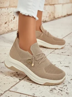 Ugc|Sportowe^Royalfashion Wsuwane damskie materiałowe buty sportowe Teletta brązowy