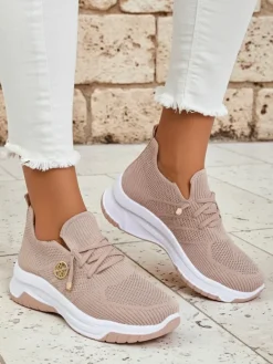 Ugc|Sportowe^Royalfashion Wsuwane damskie materiałowe buty sportowe Teletta różowy