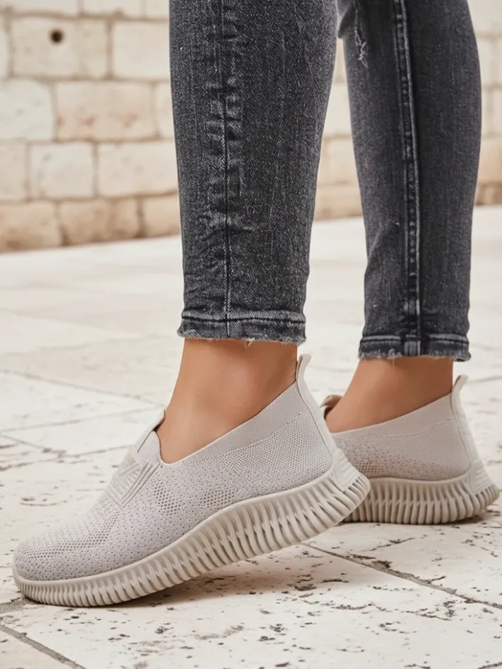 Sportowe|Bieganie, Ćwiczenia I Trening^Royalfashion Wsuwane damskie materiałowe buty sportowe Serra Jasny szary