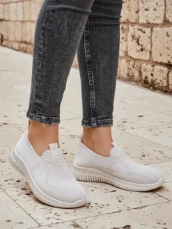 Sportowe|Bieganie, Ćwiczenia I Trening^Royalfashion Wsuwane damskie materiałowe buty sportowe Serra Jasny szary