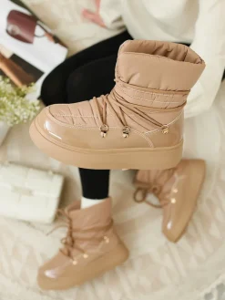 Śniegowce|Botki Z Grubym Ociepleniem^Royalfashion Wsuwane śniegowce damskie w m kolorze Dabenda brązowy