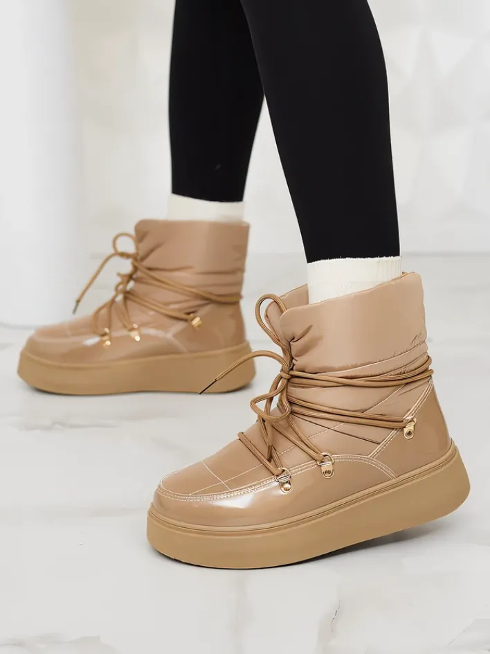 Śniegowce|Botki Z Grubym Ociepleniem^Royalfashion Wsuwane śniegowce damskie w m kolorze Dabenda brązowy