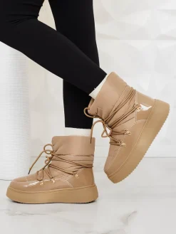 Śniegowce|Botki Z Grubym Ociepleniem^Royalfashion Wsuwane śniegowce damskie w m kolorze Dabenda brązowy