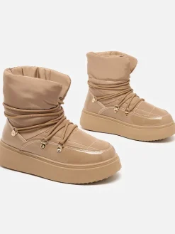 Śniegowce|Botki Z Grubym Ociepleniem^Royalfashion Wsuwane śniegowce damskie w m kolorze Dabenda brązowy