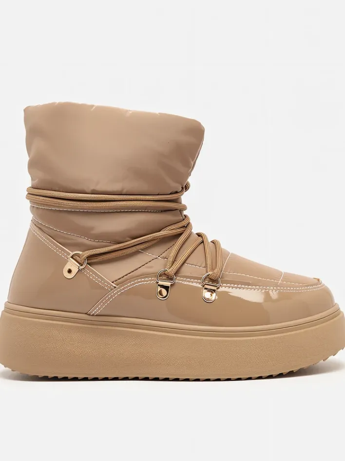 Śniegowce|Botki Z Grubym Ociepleniem^Royalfashion Wsuwane śniegowce damskie w m kolorze Dabenda brązowy