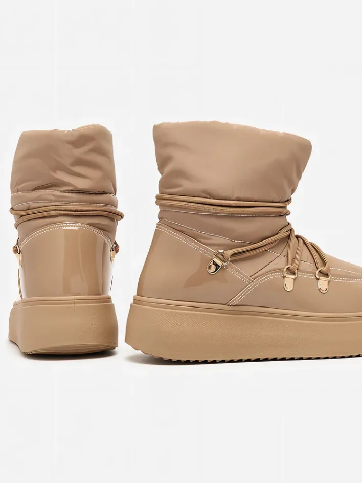 Śniegowce|Botki Z Grubym Ociepleniem^Royalfashion Wsuwane śniegowce damskie w m kolorze Dabenda brązowy