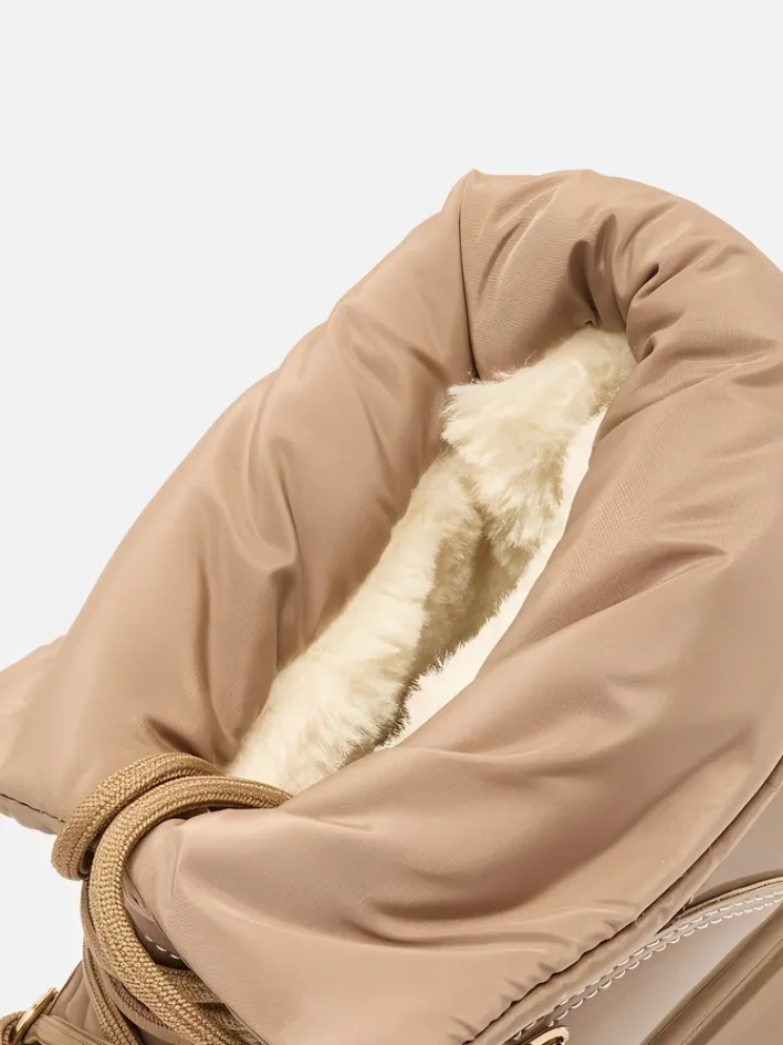 Śniegowce|Botki Z Grubym Ociepleniem^Royalfashion Wsuwane śniegowce damskie w m kolorze Dabenda brązowy