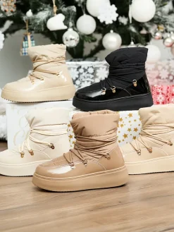 Śniegowce|Botki Z Grubym Ociepleniem^Royalfashion Wsuwane śniegowce damskie w m kolorze Dabenda brązowy