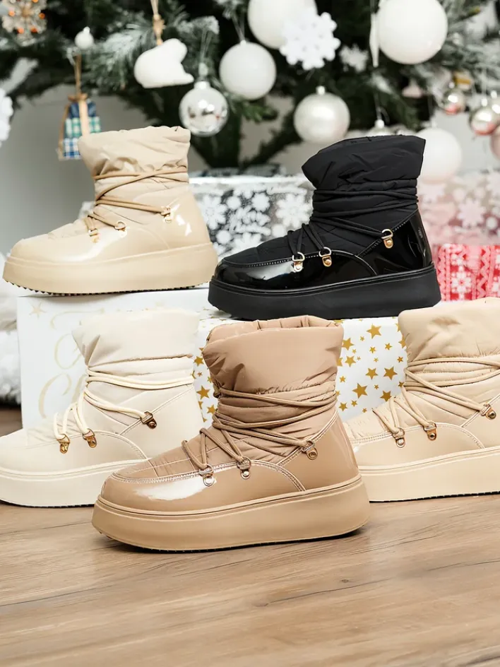 Śniegowce|Botki Z Grubym Ociepleniem^Royalfashion Wsuwane śniegowce damskie w m kolorze Dabenda brązowy