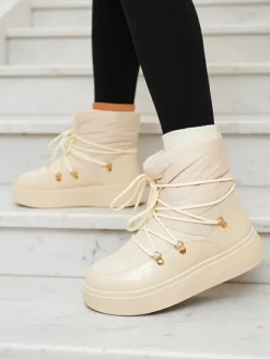 Śniegowce|Botki Z Grubym Ociepleniem^Royalfashion Wsuwane śniegowce damskie w kremowym kolorze Dabenda beżowy