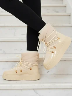 Śniegowce|Botki Z Grubym Ociepleniem^Royalfashion Wsuwane śniegowce damskie w kremowym kolorze Dabenda beżowy