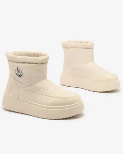 Śniegowce|Botki Z Grubym Ociepleniem^Royalfashion Wsuwane śniegowce damskie w kremowym kolorze Ademra beżowy