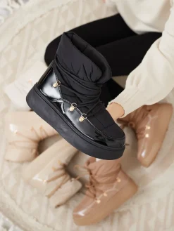 Śniegowce|Botki Z Grubym Ociepleniem^Royalfashion Wsuwane śniegowce damskie w m kolorze Dabenda czarny