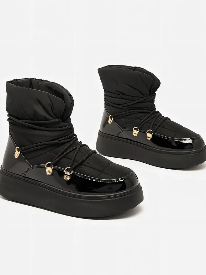 Śniegowce|Botki Z Grubym Ociepleniem^Royalfashion Wsuwane śniegowce damskie w m kolorze Dabenda czarny