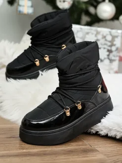 Śniegowce|Botki Z Grubym Ociepleniem^Royalfashion Wsuwane śniegowce damskie w m kolorze Dabenda czarny