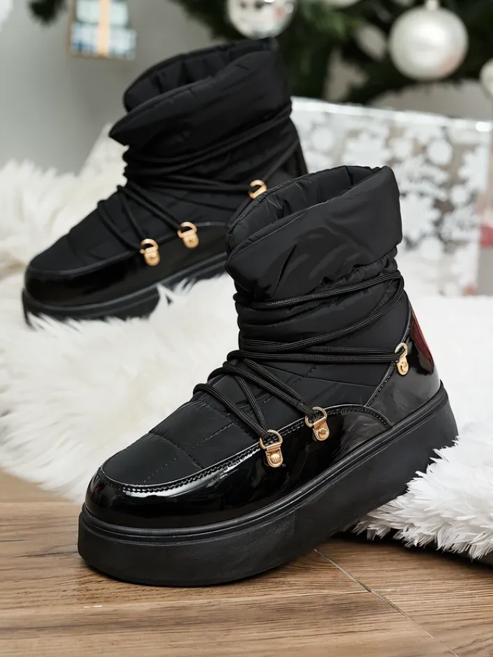 Śniegowce|Botki Z Grubym Ociepleniem^Royalfashion Wsuwane śniegowce damskie w m kolorze Dabenda czarny