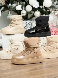 Śniegowce|Botki Z Grubym Ociepleniem^Royalfashion Wsuwane śniegowce damskie w m kolorze Dabenda czarny