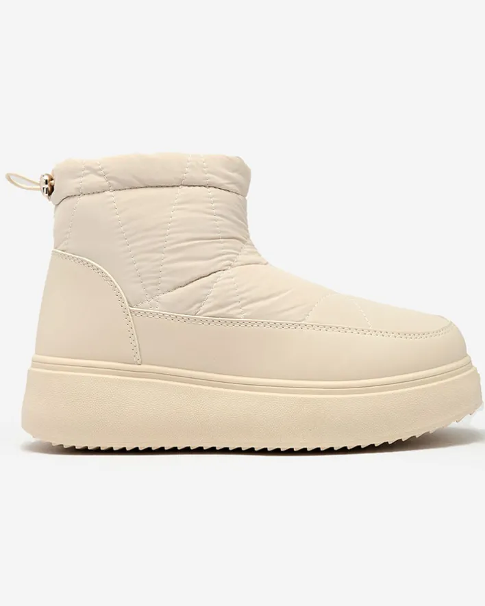 Śniegowce|Botki Z Grubym Ociepleniem^Royalfashion Wsuwane śniegowce damskie w kremowym kolorze Armeda beżowy