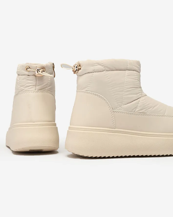 Śniegowce|Botki Z Grubym Ociepleniem^Royalfashion Wsuwane śniegowce damskie w kremowym kolorze Armeda beżowy