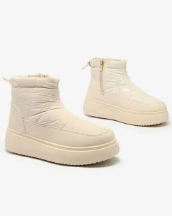Śniegowce|Botki Z Grubym Ociepleniem^Royalfashion Wsuwane śniegowce damskie w kremowym kolorze Armeda beżowy