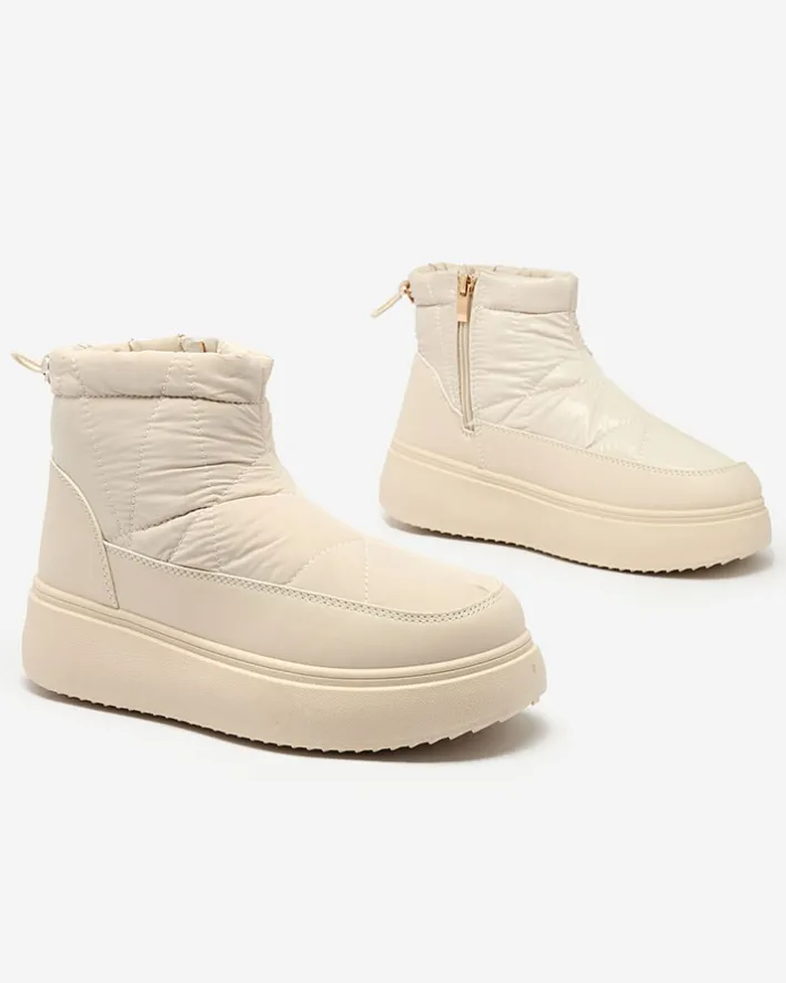 Śniegowce|Botki Z Grubym Ociepleniem^Royalfashion Wsuwane śniegowce damskie w kremowym kolorze Armeda beżowy