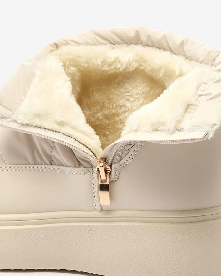Śniegowce|Botki Z Grubym Ociepleniem^Royalfashion Wsuwane śniegowce damskie w kremowym kolorze Armeda beżowy