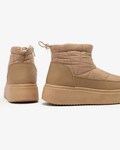 Śniegowce|Botki Z Grubym Ociepleniem^Royalfashion Wsuwane śniegowce damskie w m kolorze Armeda brązowy