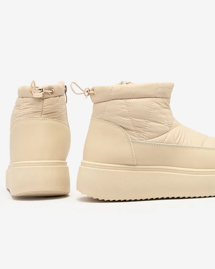 Śniegowce|Botki Z Grubym Ociepleniem^Royalfashion Wsuwane śniegowce damskie w m kolorze Armeda beżowy