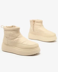 Śniegowce|Botki Z Grubym Ociepleniem^Royalfashion Wsuwane śniegowce damskie w m kolorze Armeda beżowy