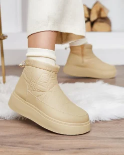Śniegowce|Botki Z Grubym Ociepleniem^Royalfashion Wsuwane śniegowce damskie w m kolorze Armeda beżowy