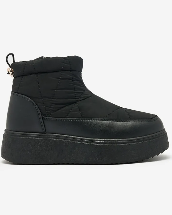 Śniegowce|Botki Z Grubym Ociepleniem^Royalfashion Wsuwane śniegowce damskie w m kolorze Armeda czarny